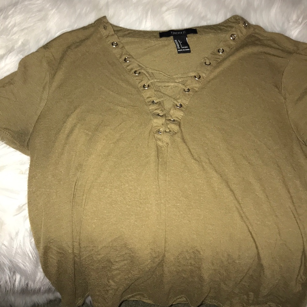 Green lace up top